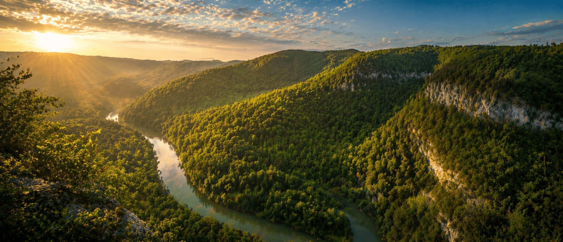 Ozark Mountains landscape near Springfield, Missouri at dusk