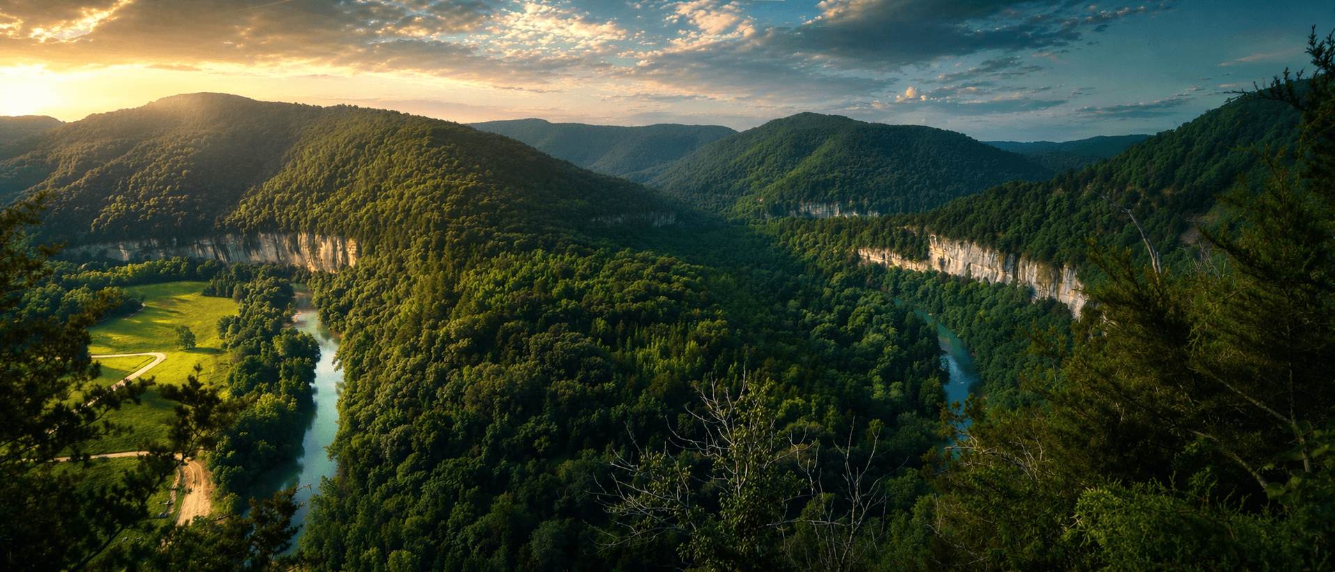 Ozark Mountains landscape near Springfield, Missouri at dusk